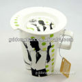 cheap household ceramic printed coffee cup with lid in Guangzhou